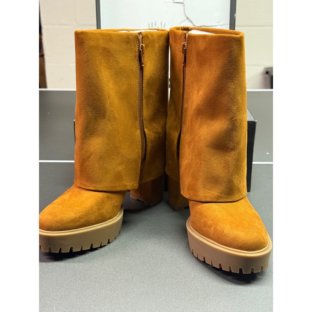 INC International Concepts Acelina Tan Faux Suede‎ Fold Over Gaiter Boots 7.5M